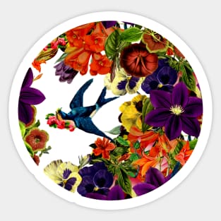 Vintage Swallow Floral Sticker